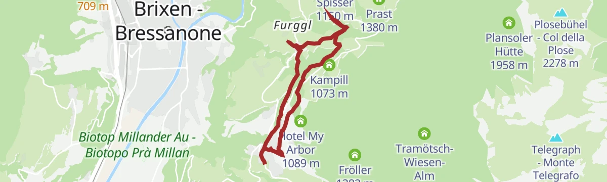 Route map: Circular Hike North From S. Andrä to S. Leonhardo
